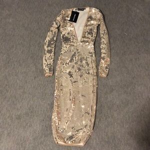 Long Sleeve Gold Midi Dress (bodycon)